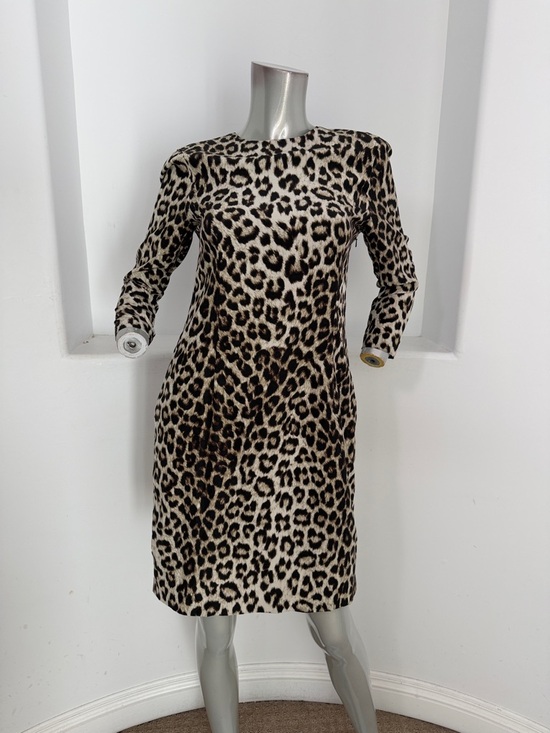 rag & bone Dresses & Skirts - rag & bone Leopard Print Silk Long Sleeve Sheath Short Dress Beige/Black Size 6